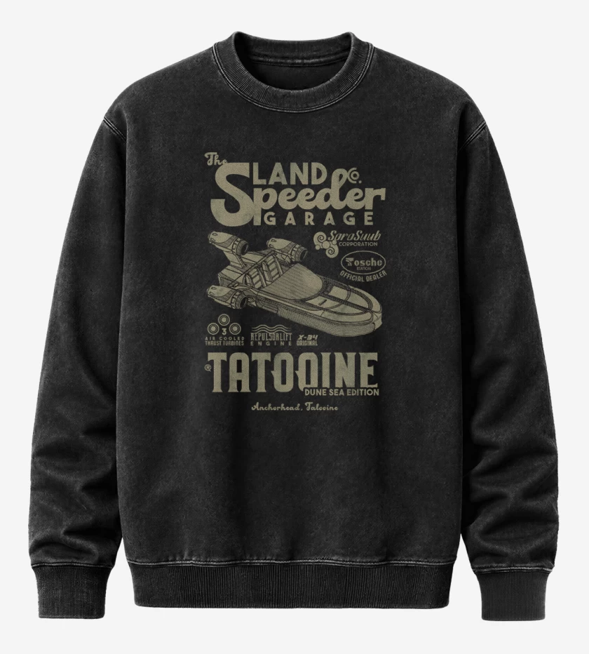 Poleron Polo Acid Wash Negro de The Land Speeder Garage