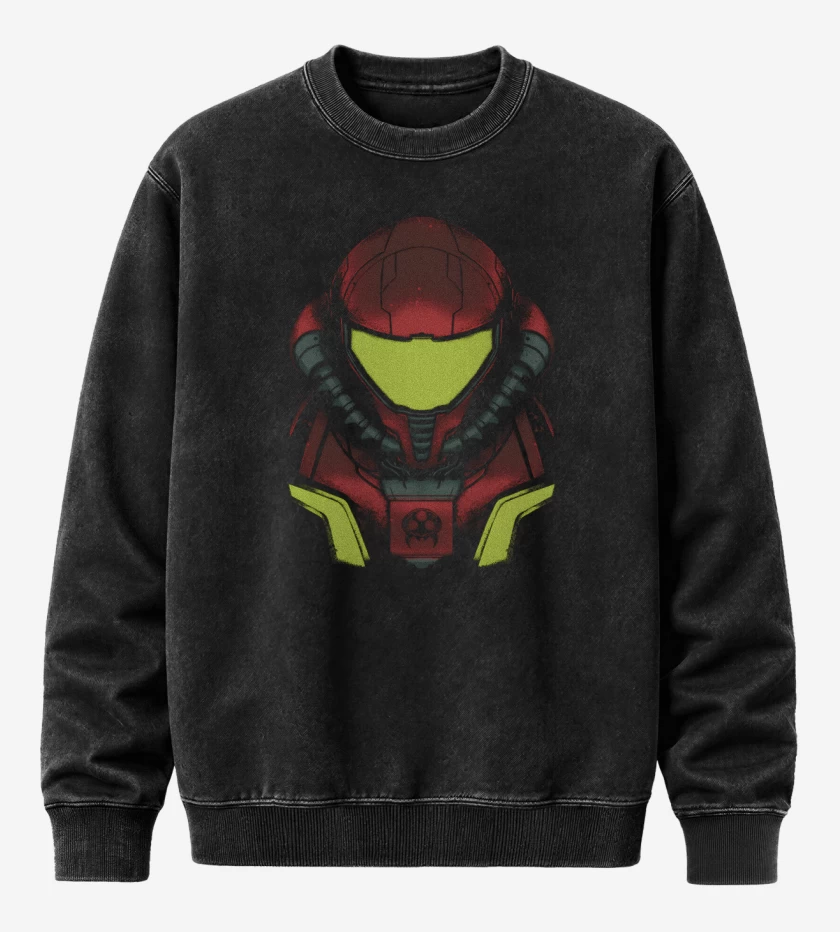 Poleron Polo Acid Wash Negro de Neon Space Hunter