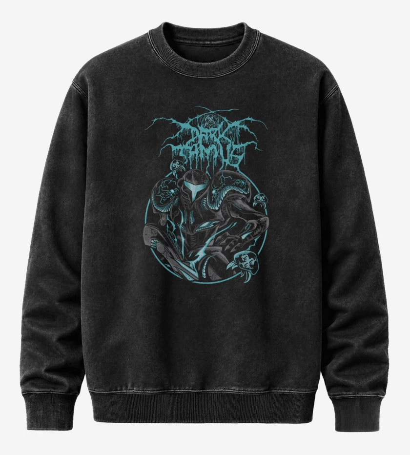 Poleron Polo Acid Wash Negro de Dark Samus