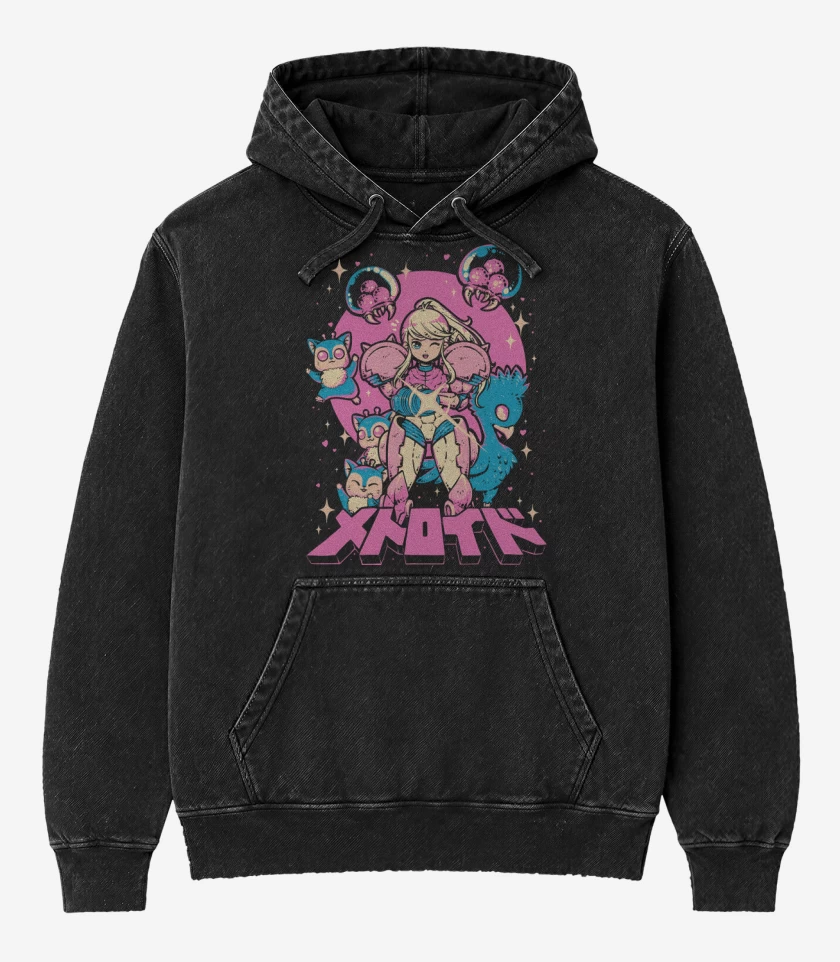 Poleron Canguro Acid Wash Samus Kawaii