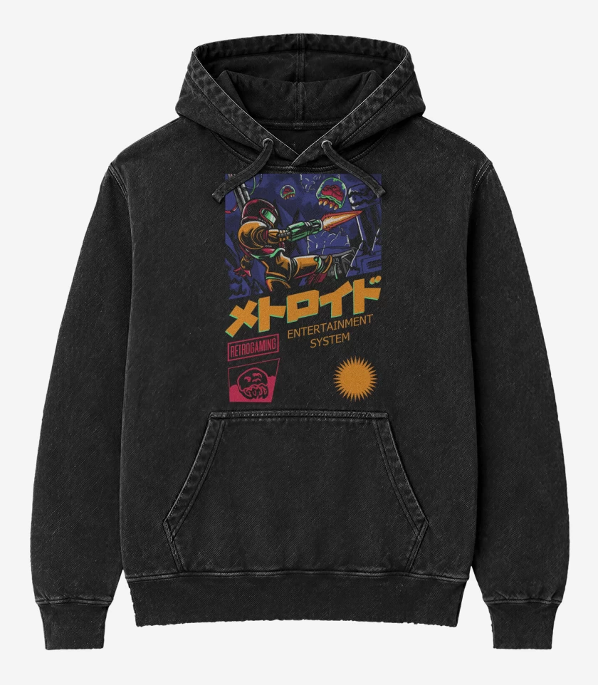 Poleron Canguro Acid Wash Negro de SNES Hunter