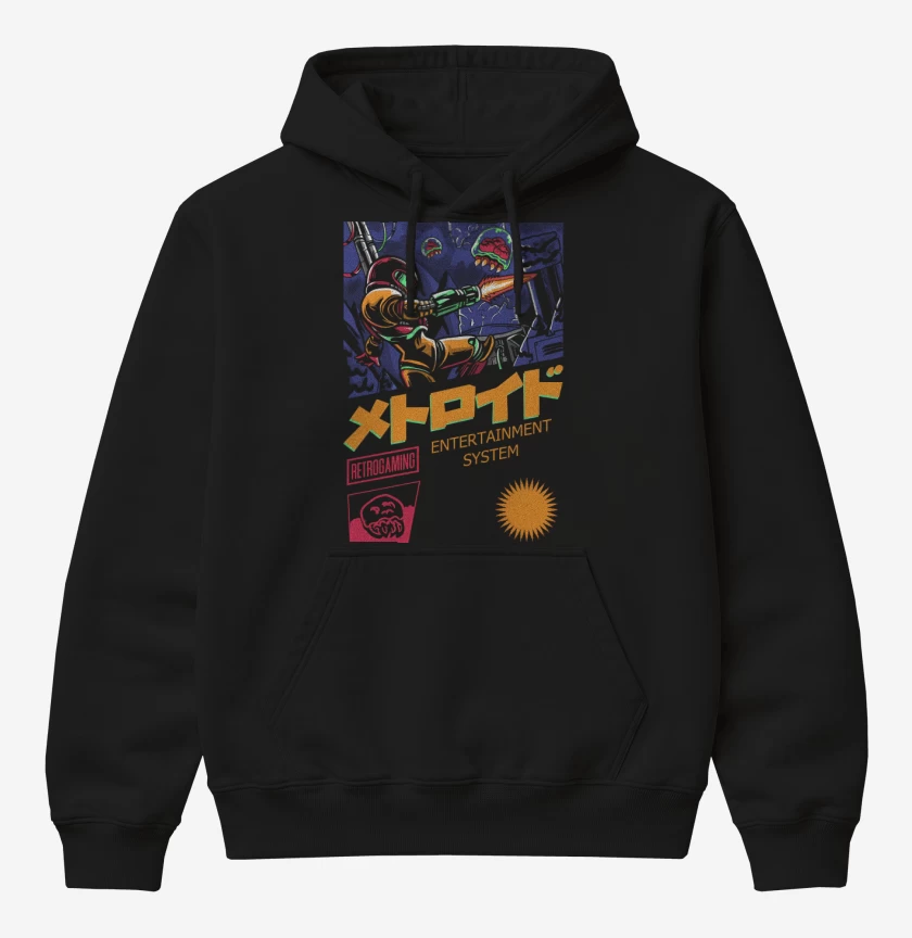 Poleron Canguro básico Negro de SNES Hunter