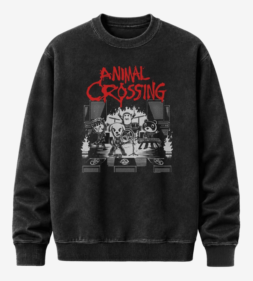 Poleron Polo Acid Wash Negro de Animal Crossing Live