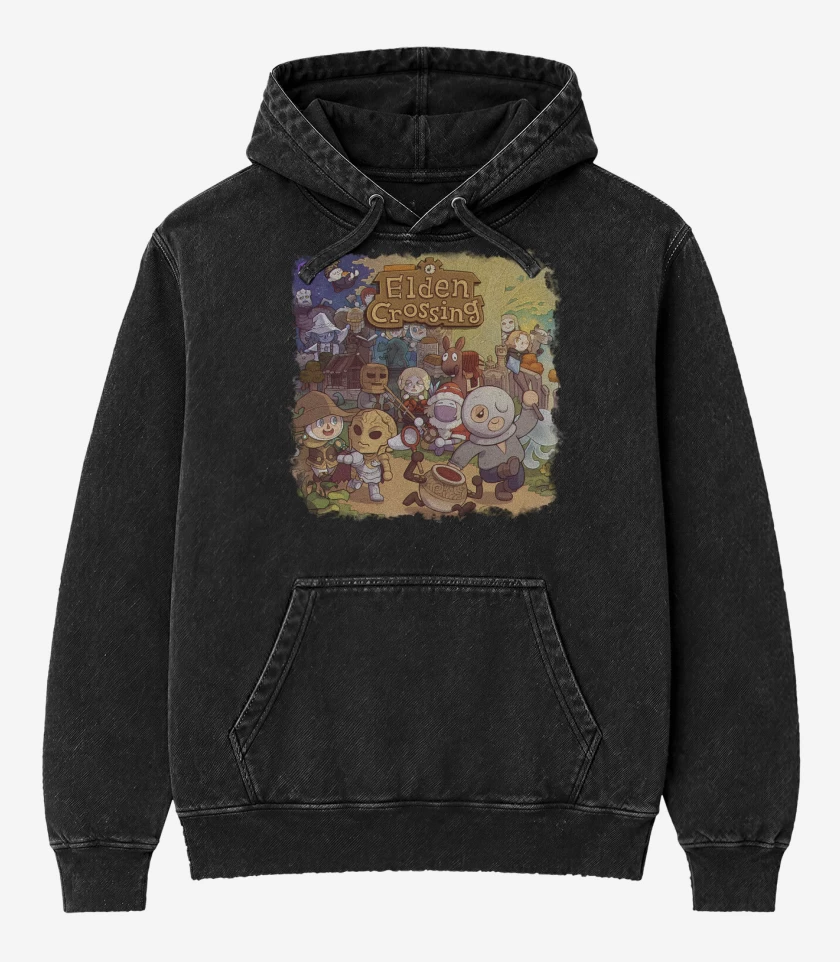 Poleron Canguro Acid Wash Negro de Elden Crossing 