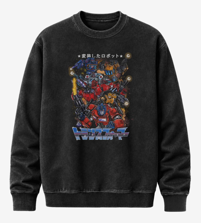 Poleron Polo Acid Wash Negro de Escuadrón Autobots