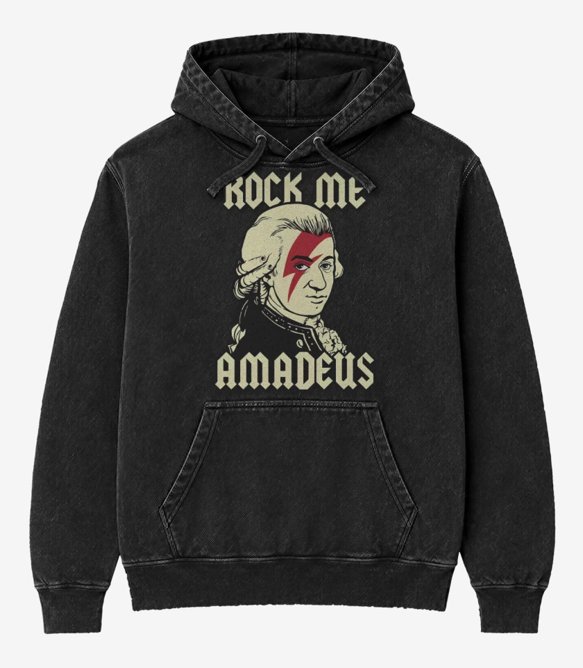 Poleron Canguro Acid Wash Negro de Amadeus