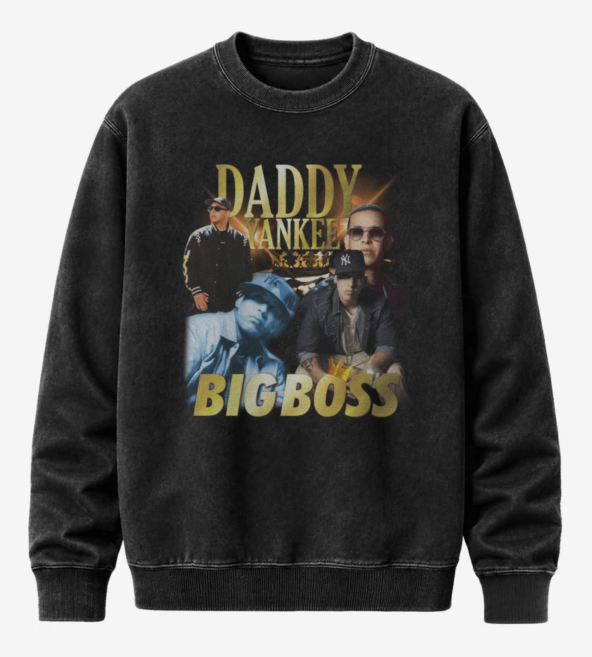 Poleron Polo Acid Wash Negro de Daddy Yankee