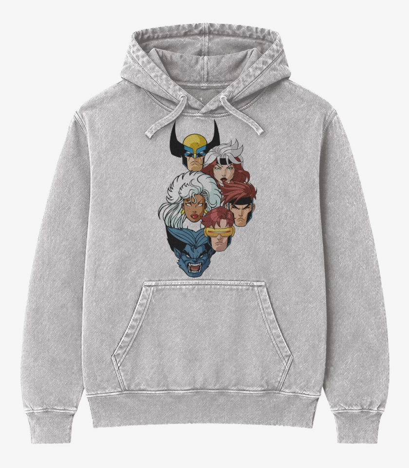 Poleron Canguro Acid Wash Gris Melange de Generación del 97