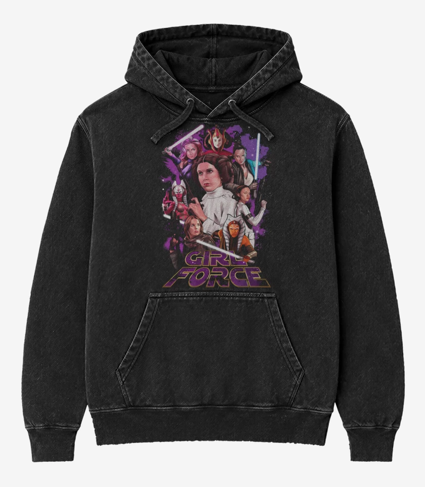 Poleron Canguro Acid Wash Negro de Girl Force
