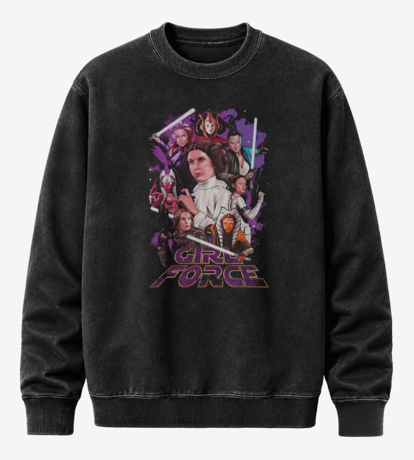 Poleron Polo Acid Wash Negro de Girl Force