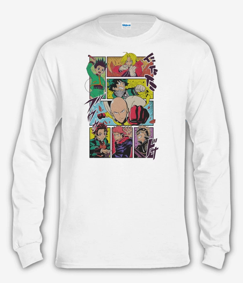 Polera manga larga Blanco de Héroes Shonen