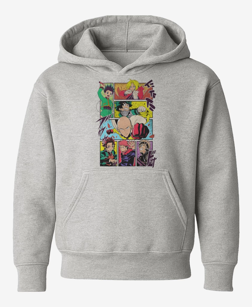 Poleron de niño Gris Melange de Héroes Shonen
