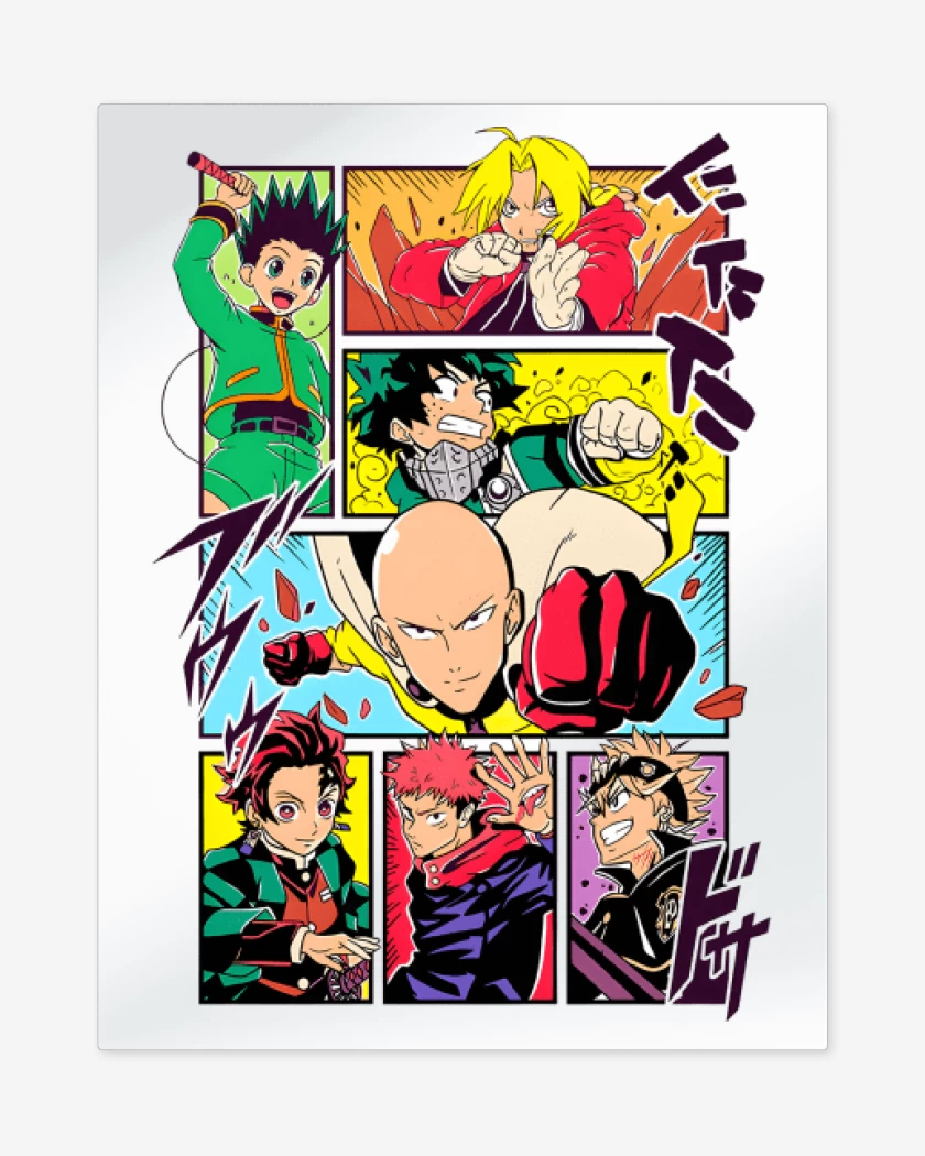 Print metalico Blanco de Héroes Shonen