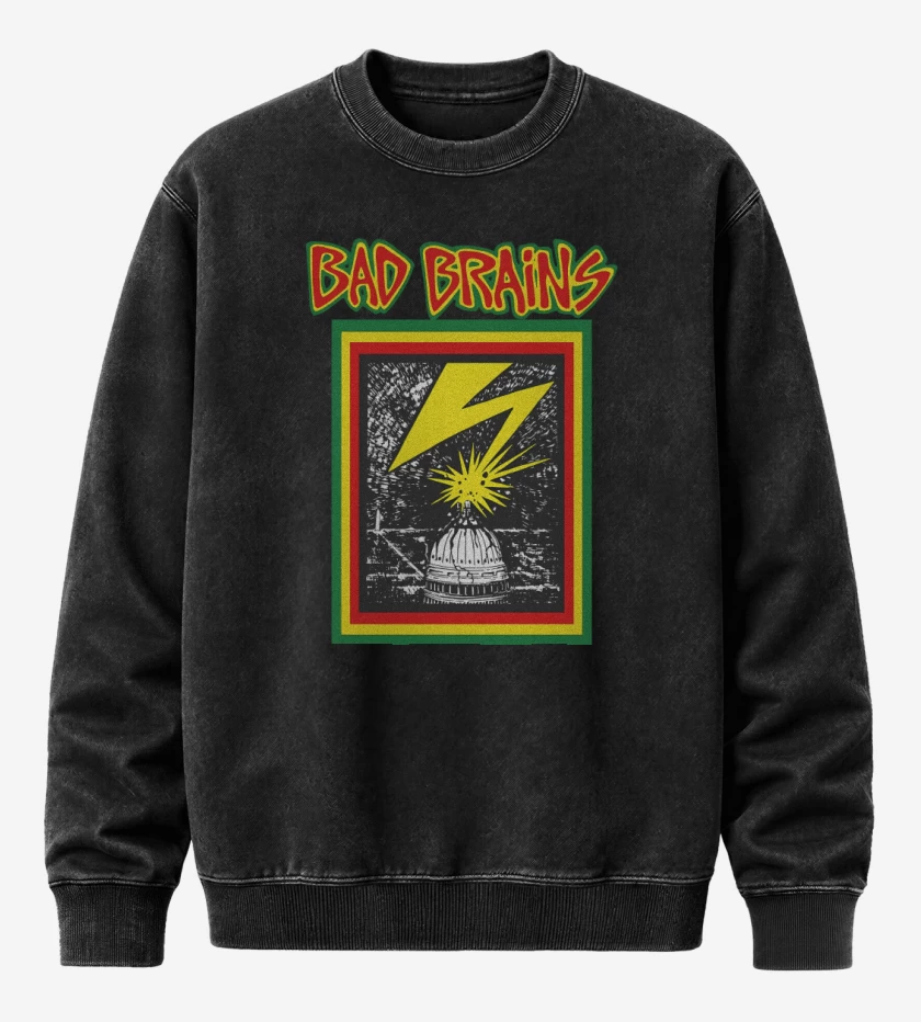 Poleron Polo Acid Wash Negro de Bad Brains 