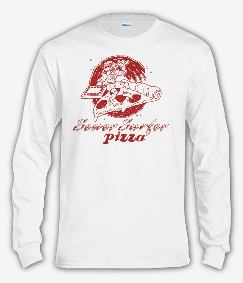 Polera manga larga Blanco de Surfer Ninja Pizza