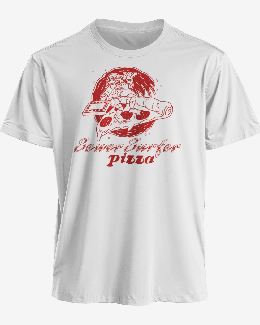 Polera premium Blanco de Surfer Ninja Pizza