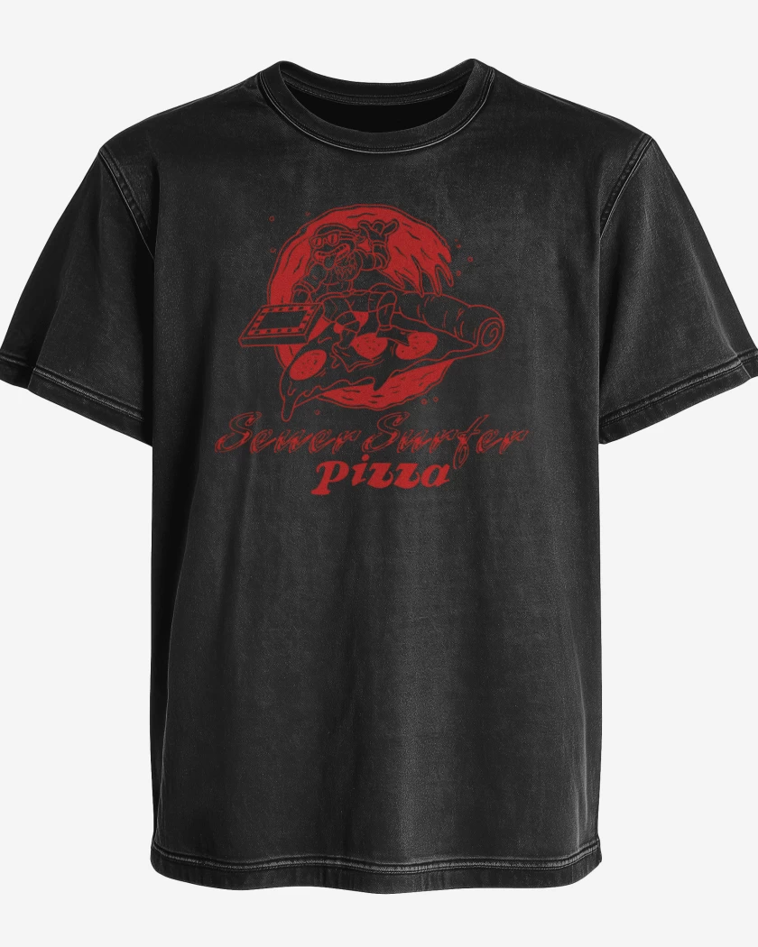Polera desgastada Surfer Ninja Pizza