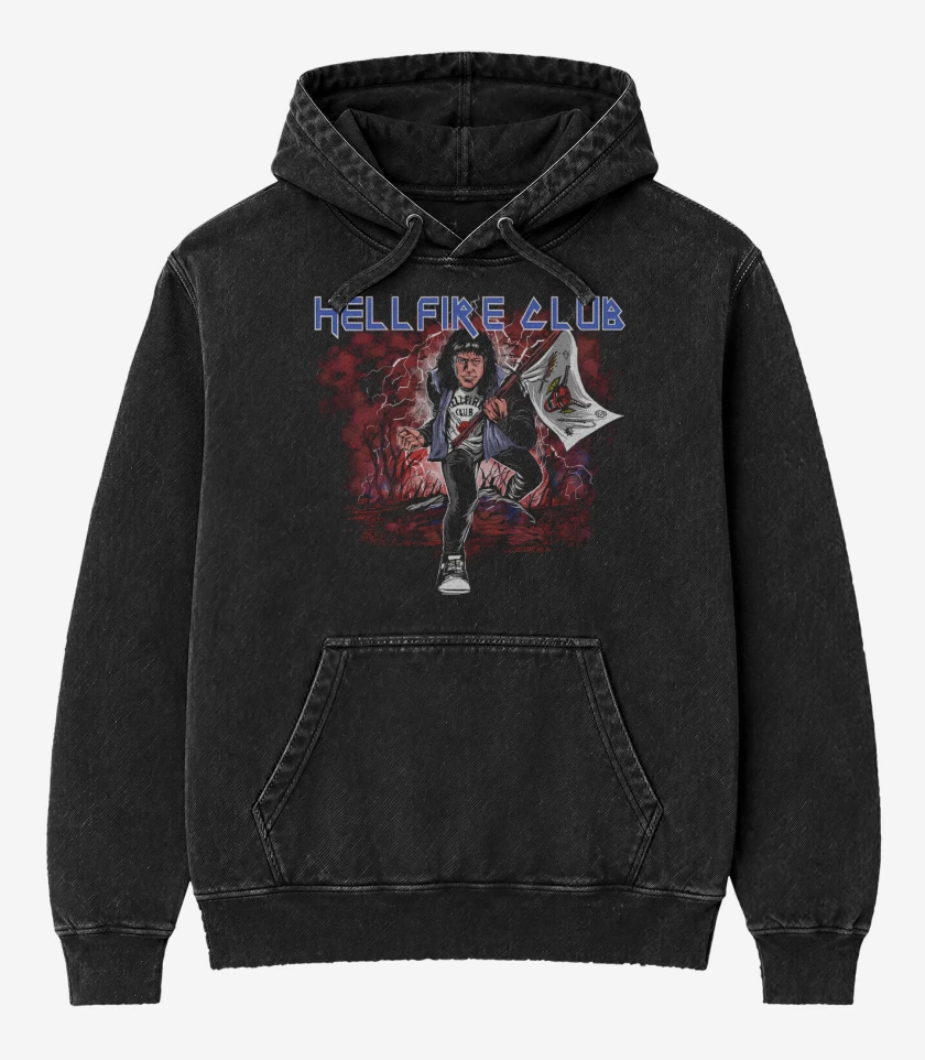 Poleron Canguro Acid Wash Negro de Ironfire Club