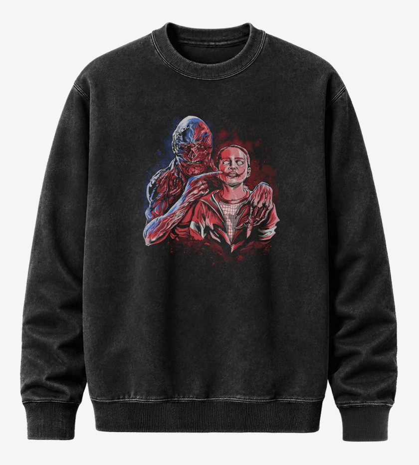 Poleron Polo Acid Wash Negro de Vecna Smile