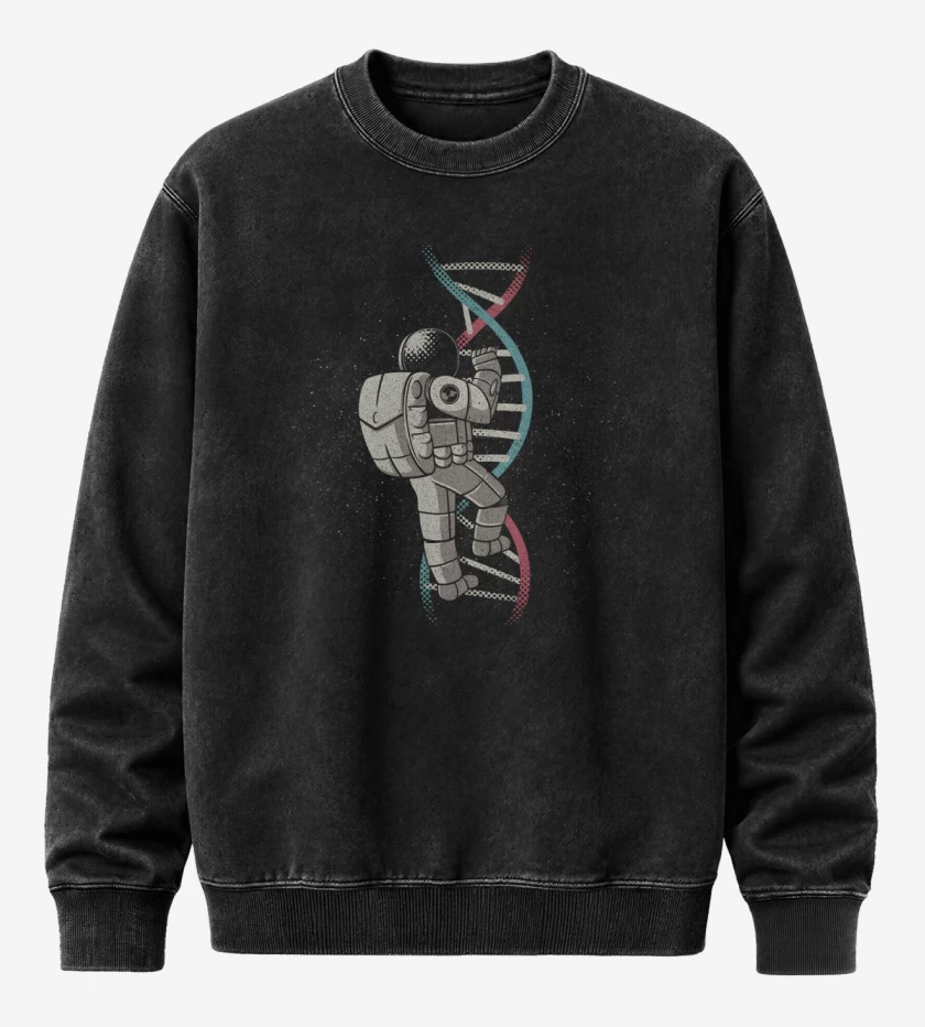 Poleron Polo Acid Wash Negro de Explorador del ADN