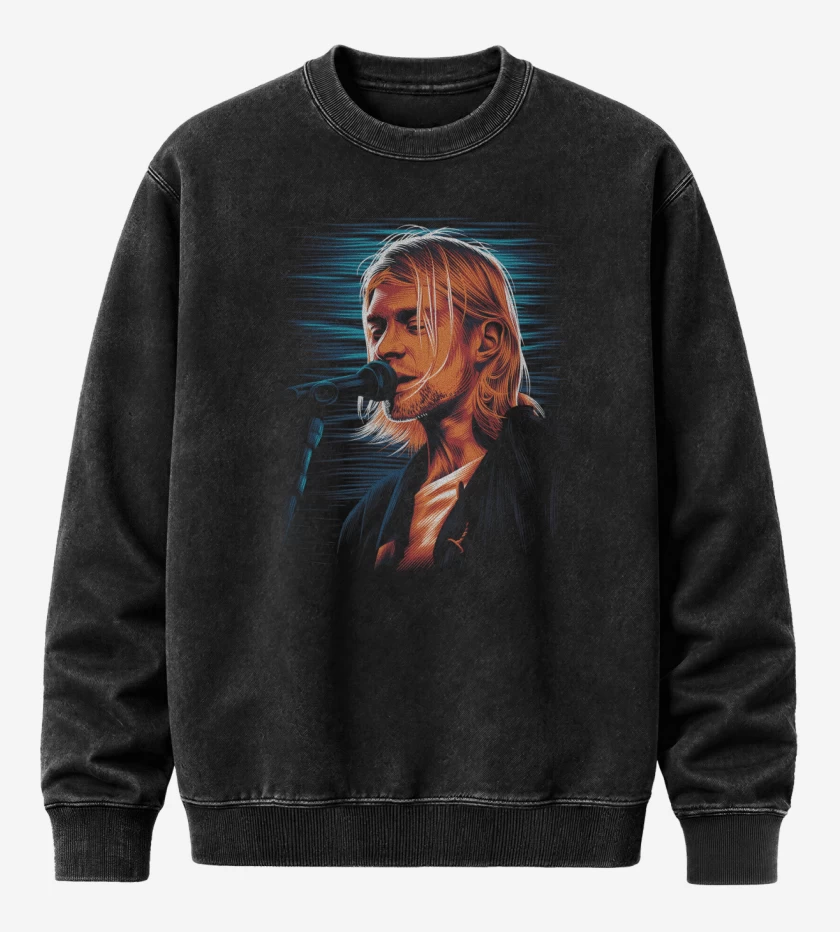 Poleron Polo Acid Wash Negro de Cobain 