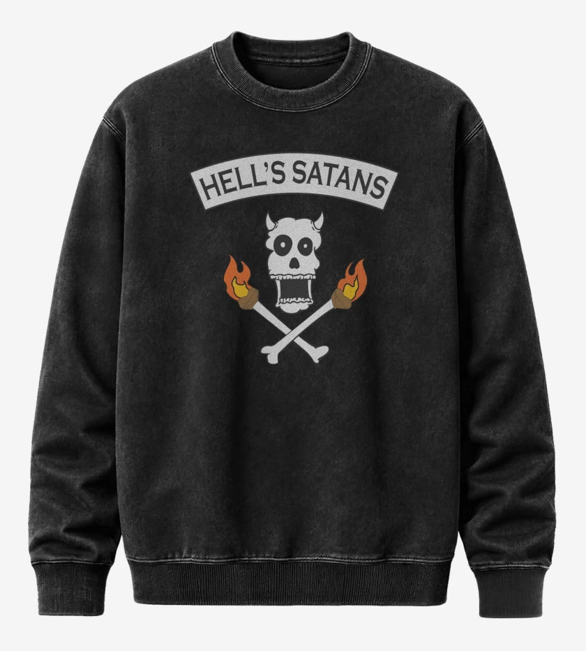 Poleron Polo Acid Wash Negro de Hells Satans