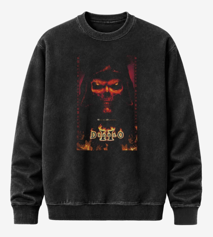 Poleron Polo Acid Wash Negro de Diablo II
