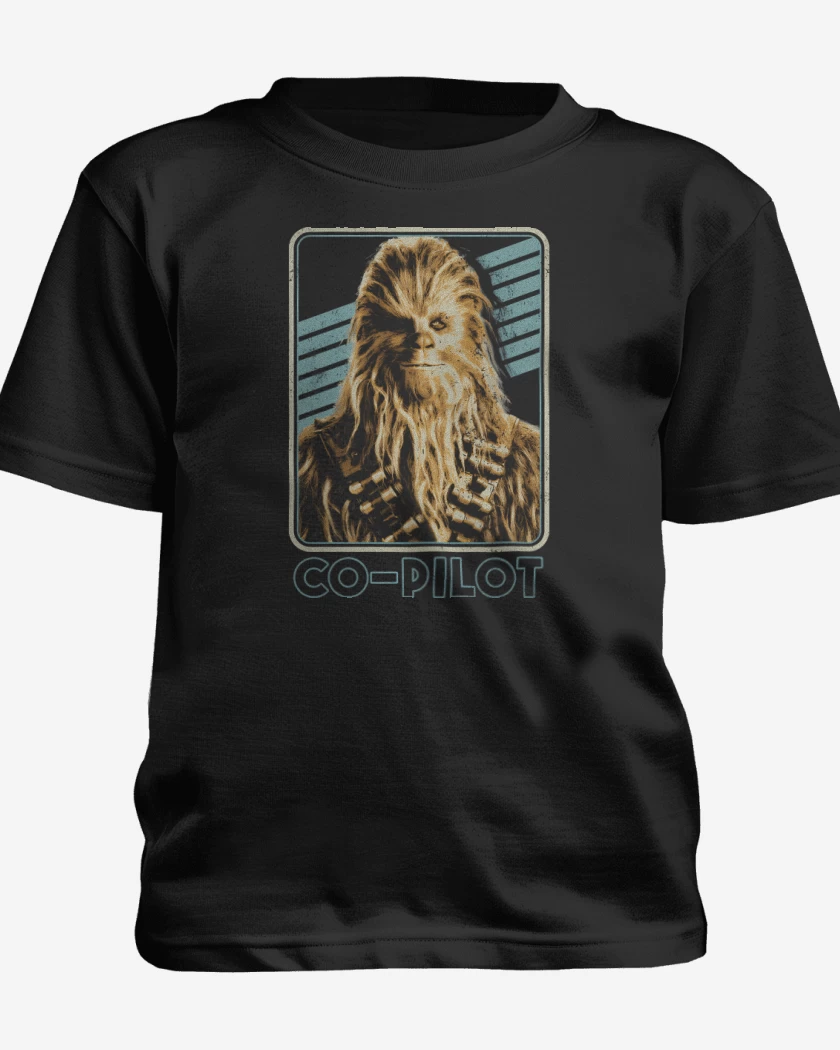 Polera de niño Negro de Chewbacca es mi Copiloto