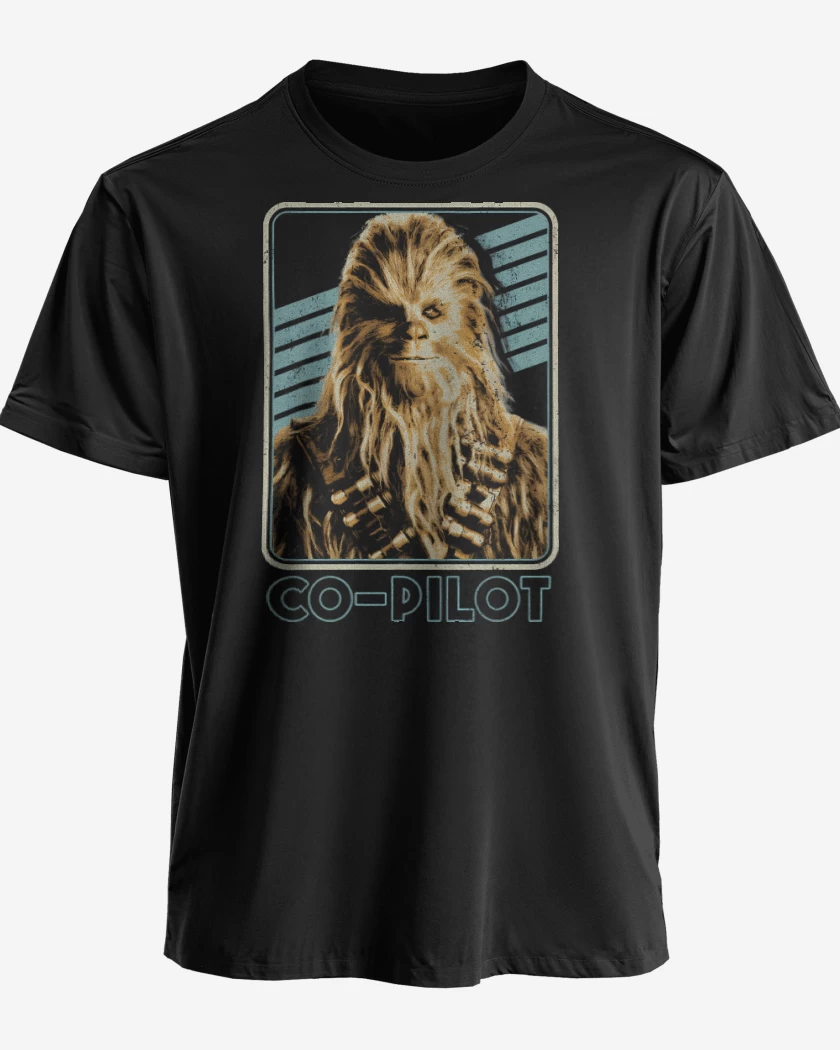 Polera premium Negro de Chewbacca es mi Copiloto