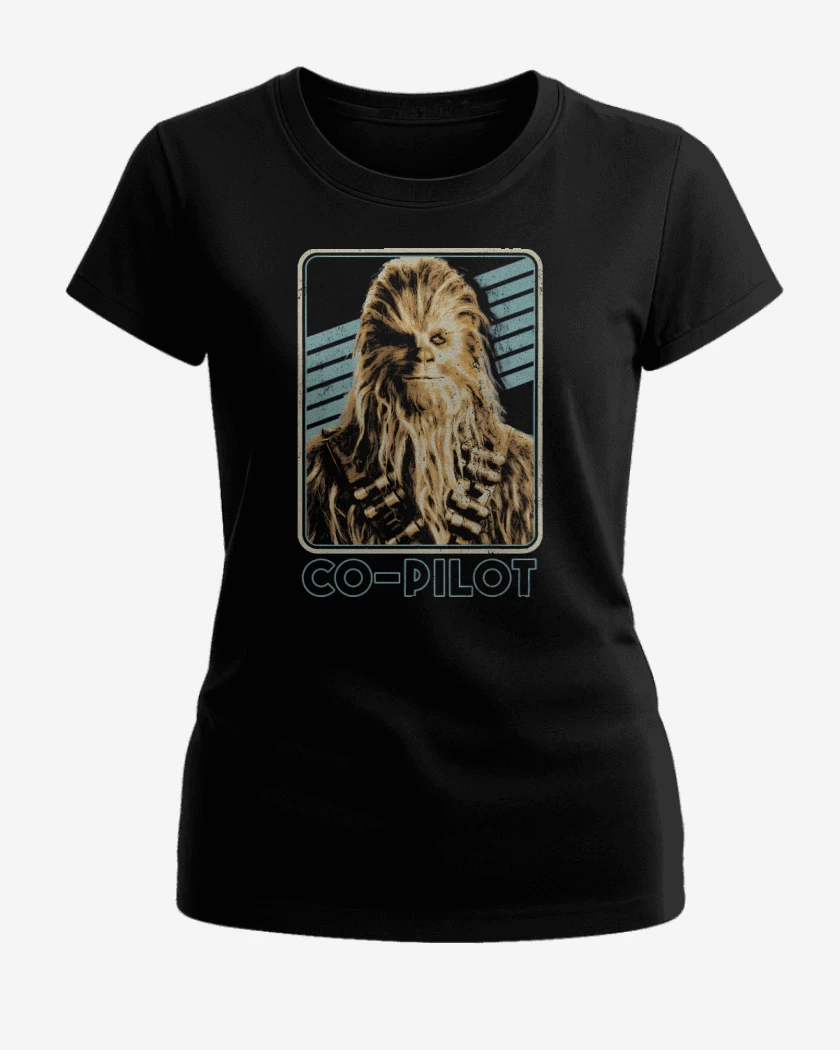Polera de Mujer Negro de Chewbacca es mi Copiloto