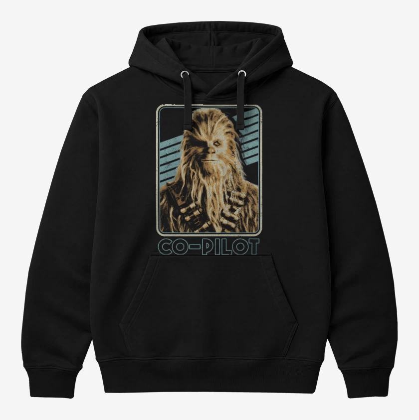 Polerón Canguro Negro de Chewbacca es mi Copiloto