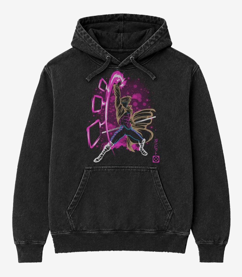 Poleron Canguro Acid Wash Negro de Gambito