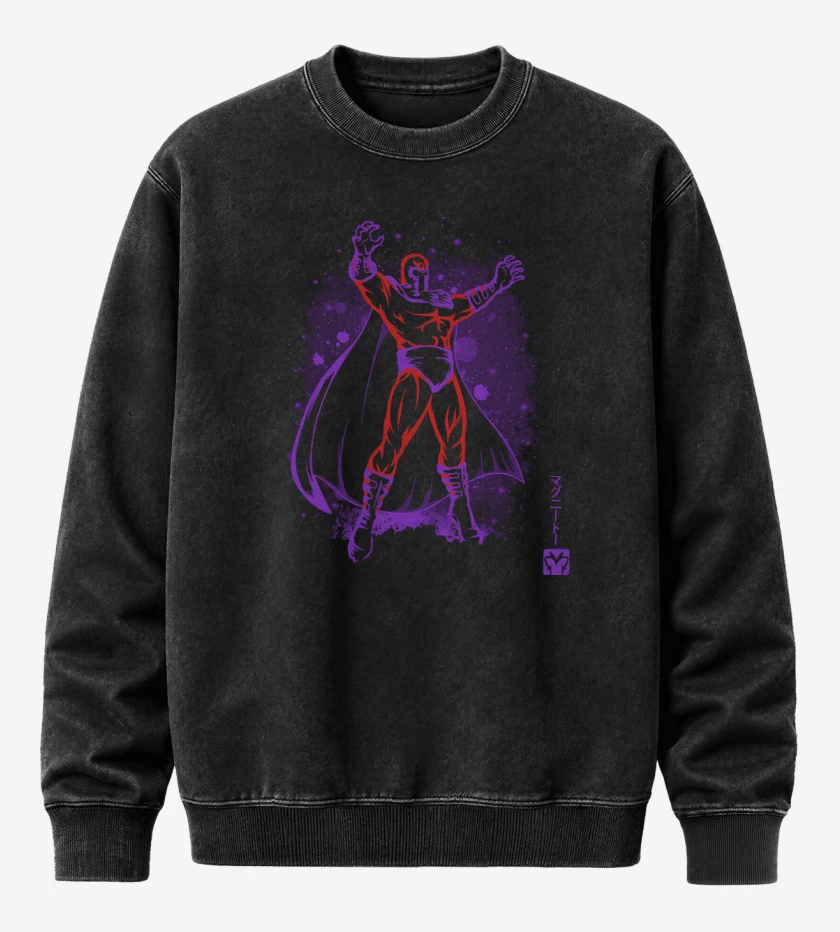 Poleron Polo Acid Wash Negro de Magneto