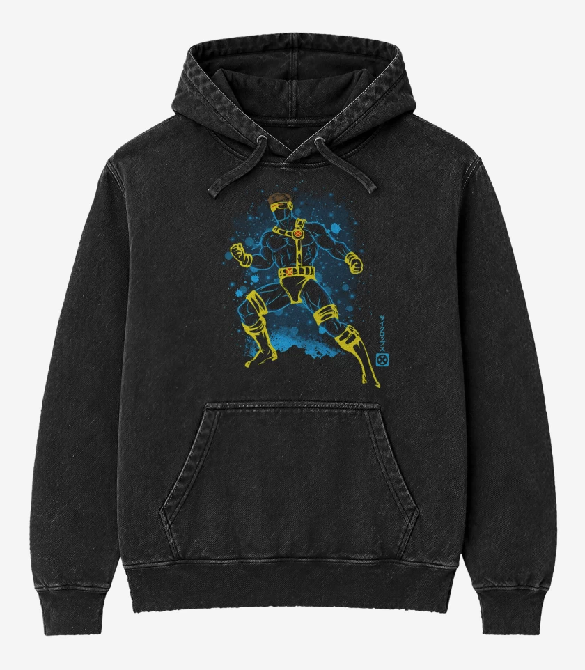 Poleron Canguro Acid Wash Negro de Cíclope