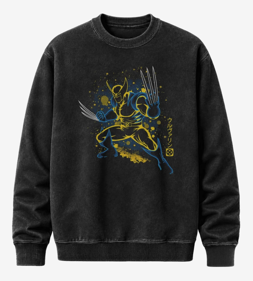 Poleron Polo Acid Wash Negro de Wolverine Logan