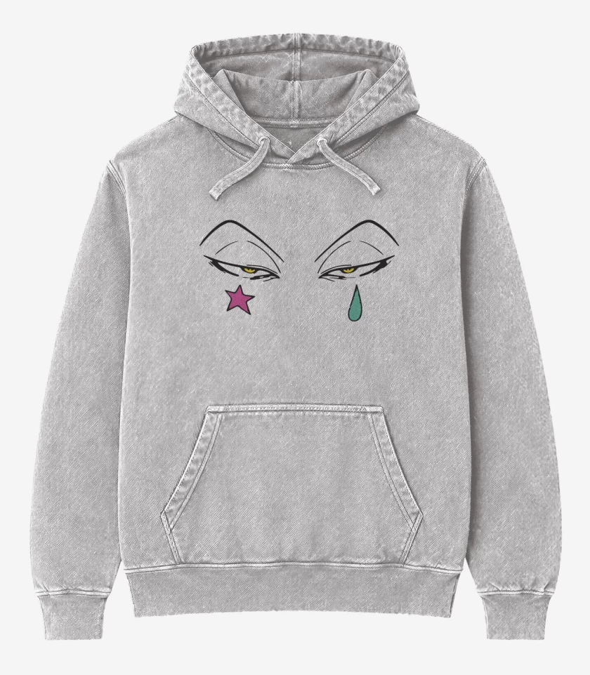 Poleron Canguro Acid Wash Gris Melange de Hisoka Eyes