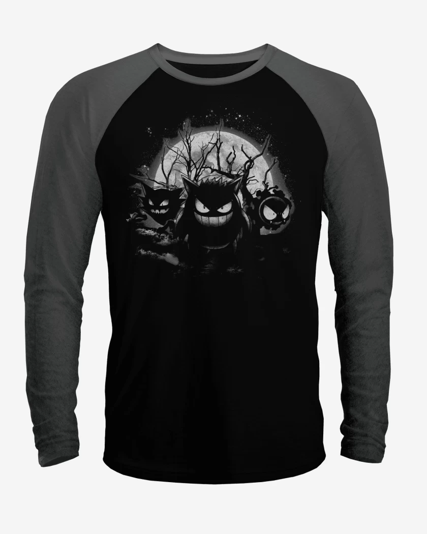 Polera Raglan Negro / Negro Heather de Moonlight Ghost