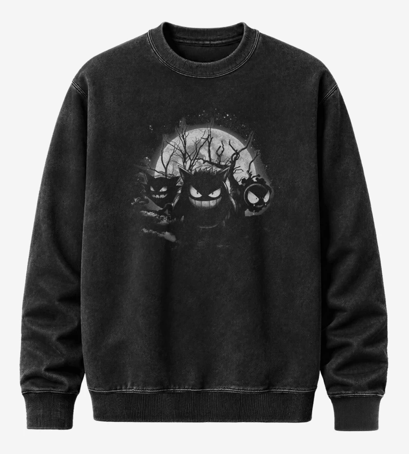 Poleron Polo Acid Wash Negro de Moonlight Ghost