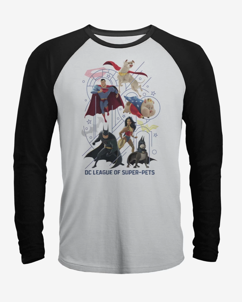 Polera Raglan Liga de la Justicia de las Supermascotas
