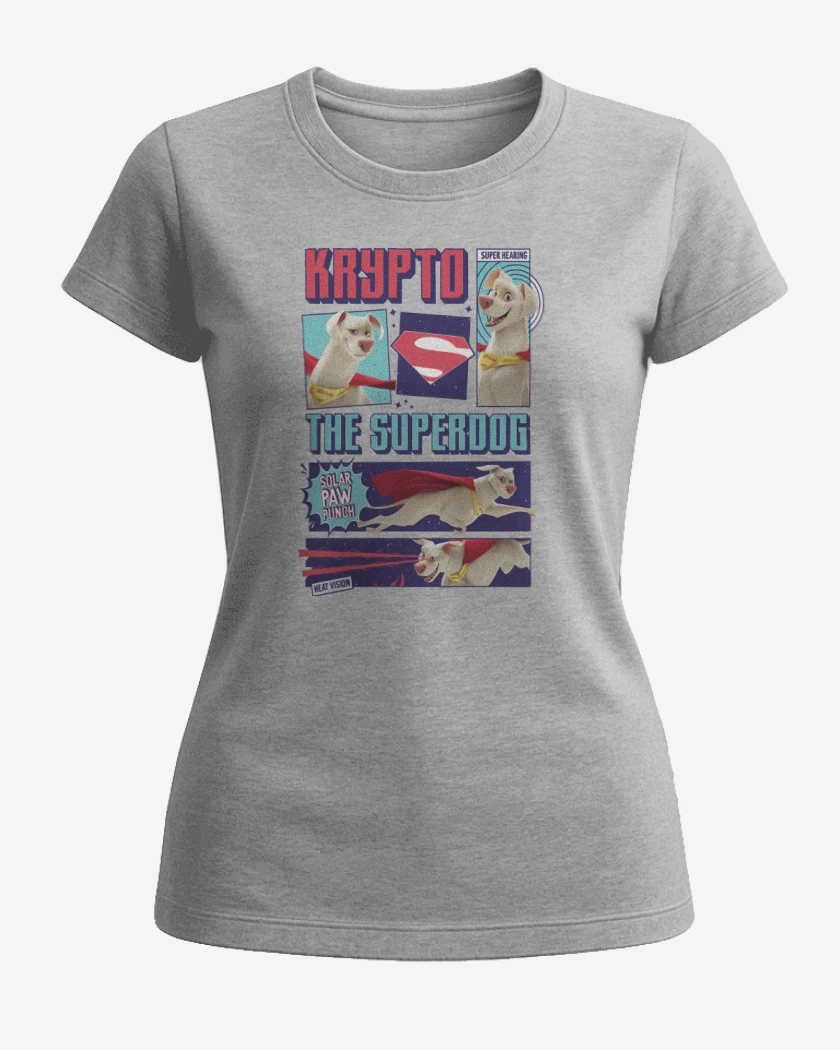 Polera de Mujer Gris Melange de Krypto Superperro