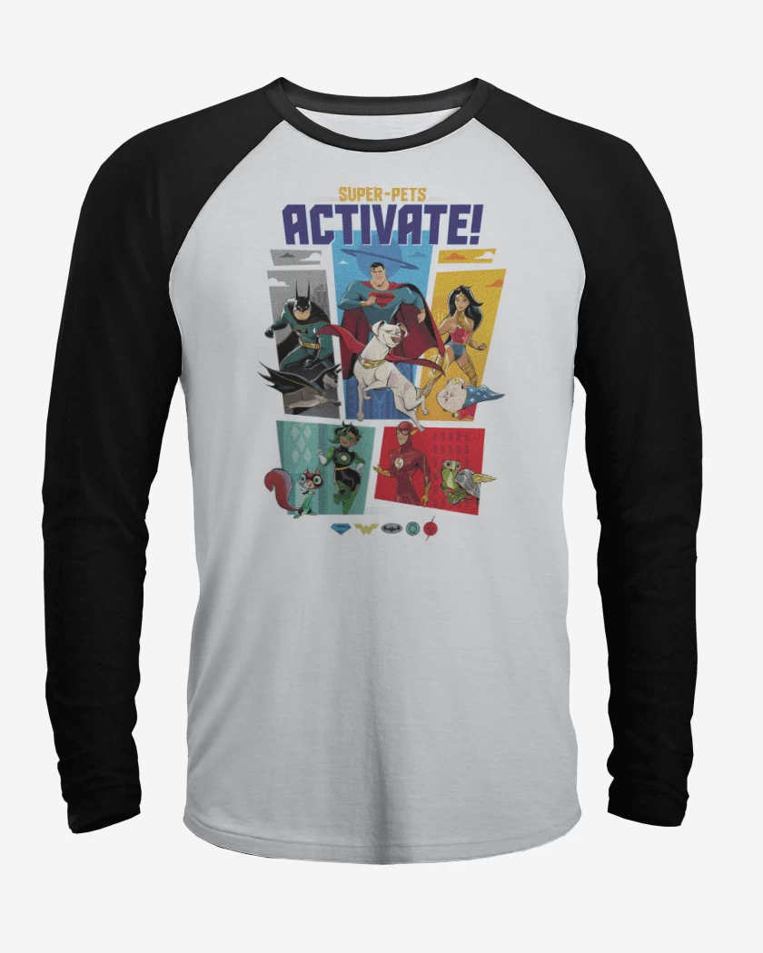 Polera Raglan La Liga de la Justicia y sus Mascotas
