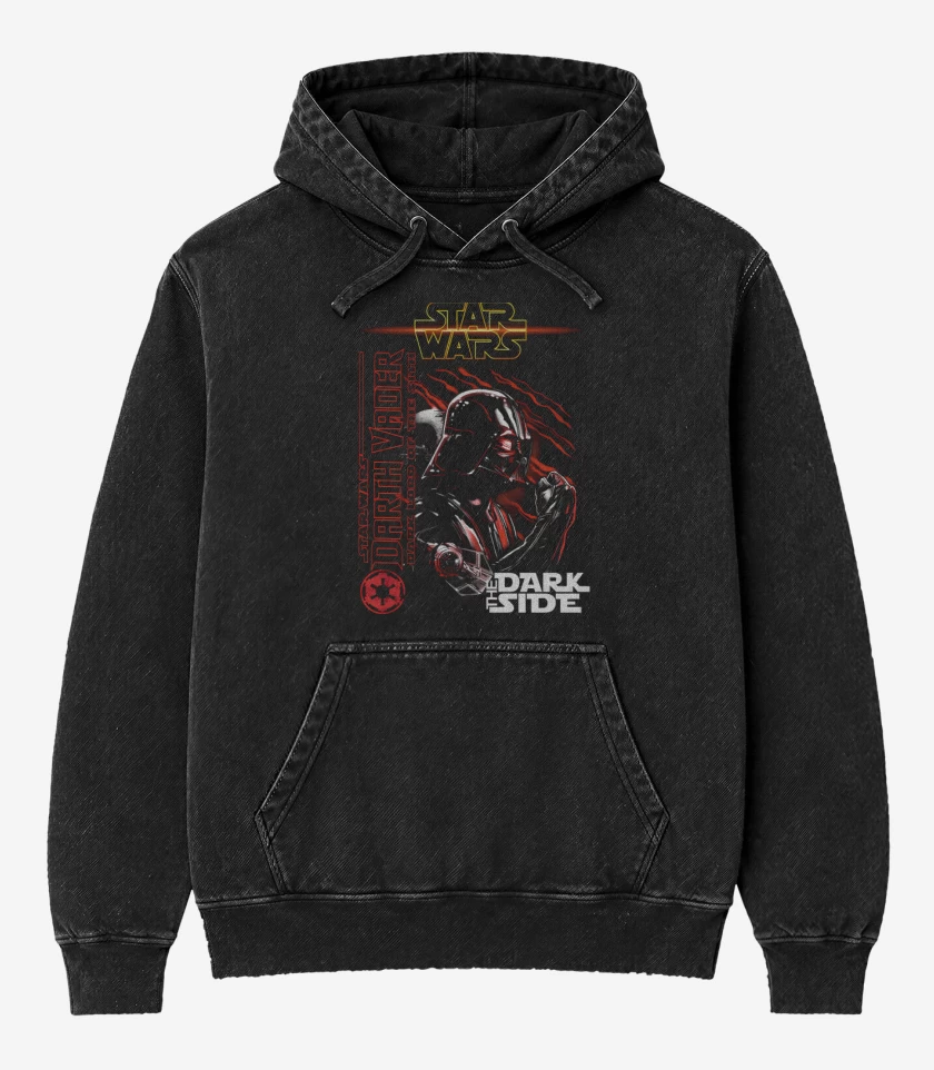 Poleron Canguro Acid Wash Negro de El Lado Oscuro de la Fuerza
