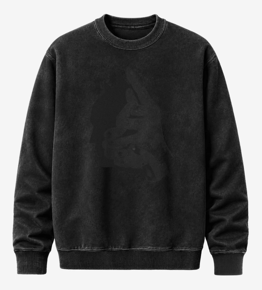 Poleron Polo Acid Wash Negro de Silueta del Murciélago
