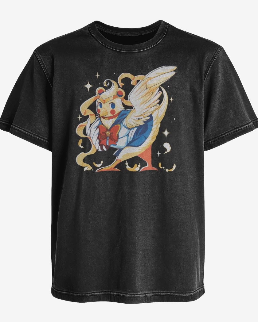 Polera desgastada Negro de Bird Moon