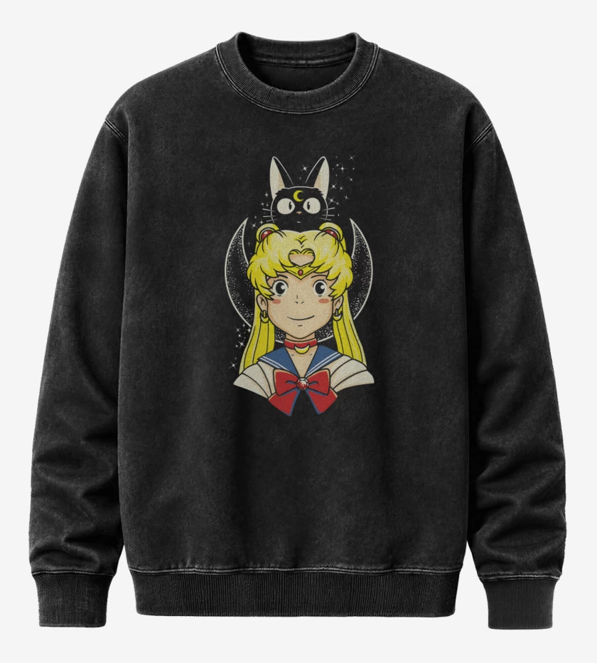 Poleron Polo Acid Wash Negro de Kiki Moon