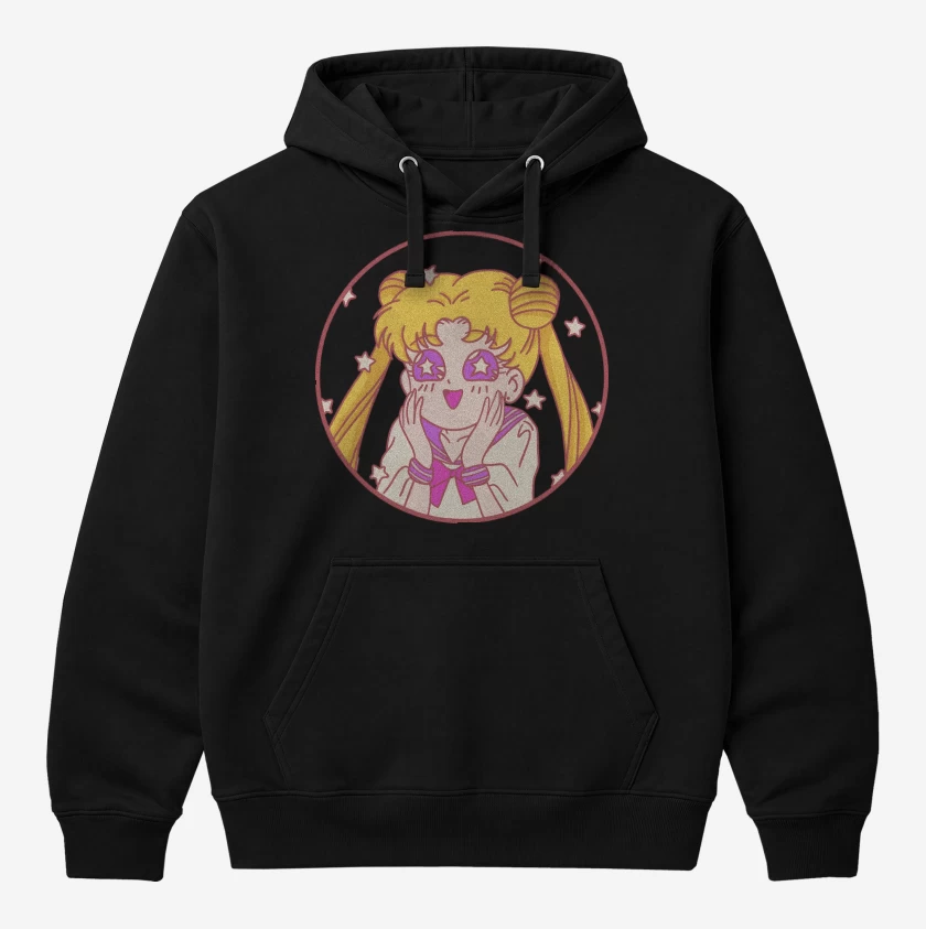 Polerón Canguro Negro de Kawaii Moon
