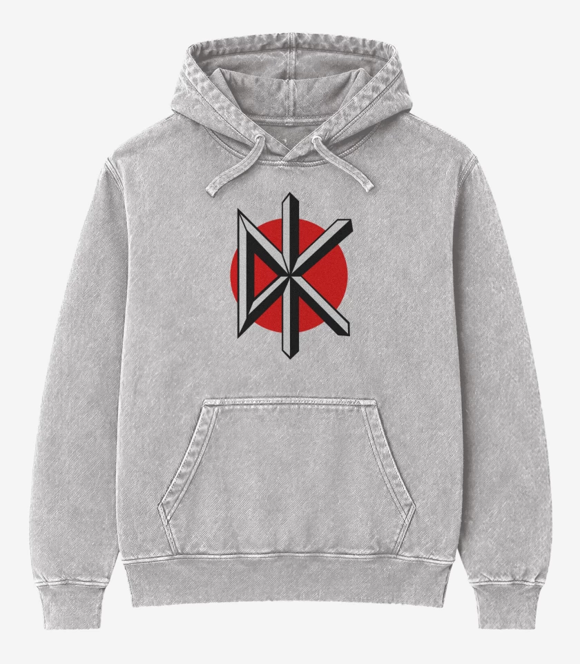 Poleron Canguro Acid Wash Gris Melange de DK