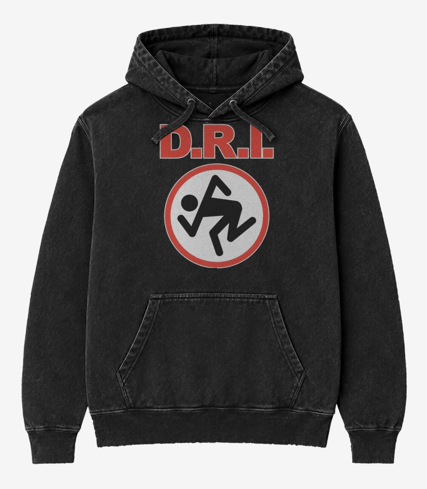 Poleron Canguro Acid Wash Negro de DxRxIx