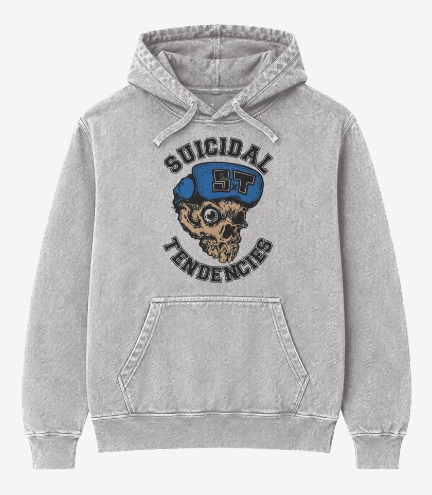 Poleron Canguro Acid Wash Gris Melange de ST
