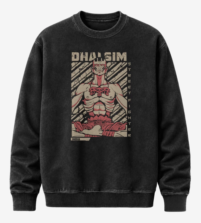 Poleron Polo Acid Wash Negro de Dhalsim